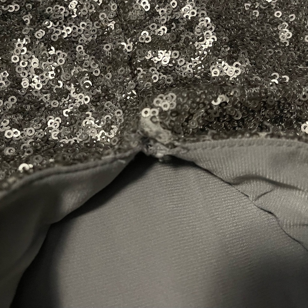 Sequined ‘Ryan’ Cutout Tea-Length Dress in Silver - Picture 8 of 14